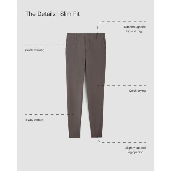 Everlane Men's The Performance Chino in Slate Grey Slim Fit 35x34 NWT - Picture 3 of 7